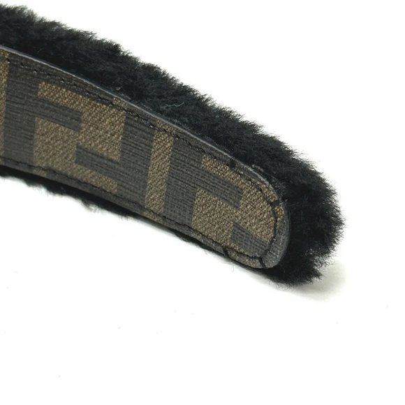FENDI Hair band head band boa zucca hair accessory fur Black